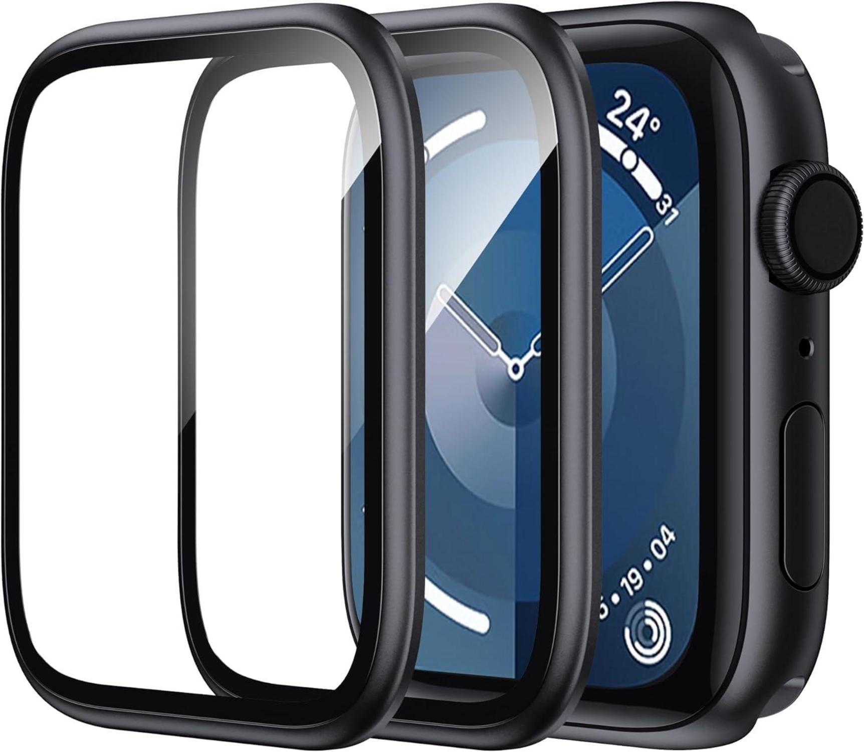 WSKEN Panzerfolie für Apple Watch 9/8/7 45mm - 2 Stück Schwarz