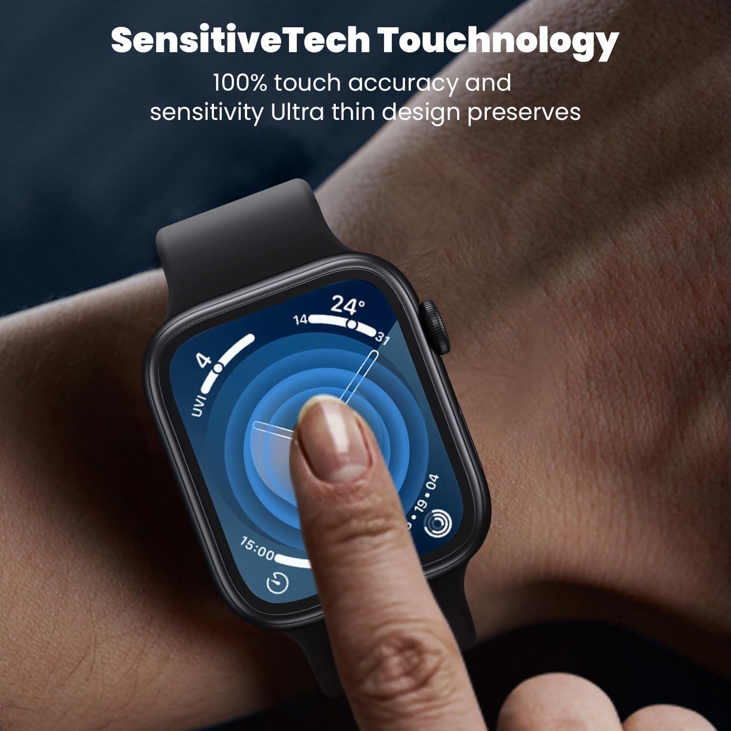 WSKEN Panzerfolie für Apple Watch 9/8/7 45mm - 2 Stück Schwarz