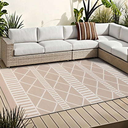 OMERA Teppich In-& Outdoor 180x270cm Beige Modern Rutschfest Washable