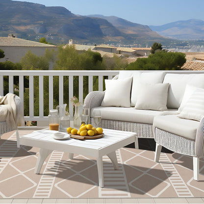 OMERA Teppich 180x270cm Beige Wetterfest Modern In Outdoor Weich Rutschfest