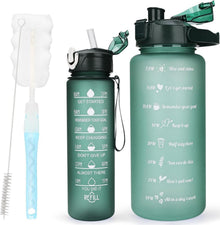 Sport-Trinkflasche 2er Pack BPA-frei 2L+750ml mit Zeitmarkierung