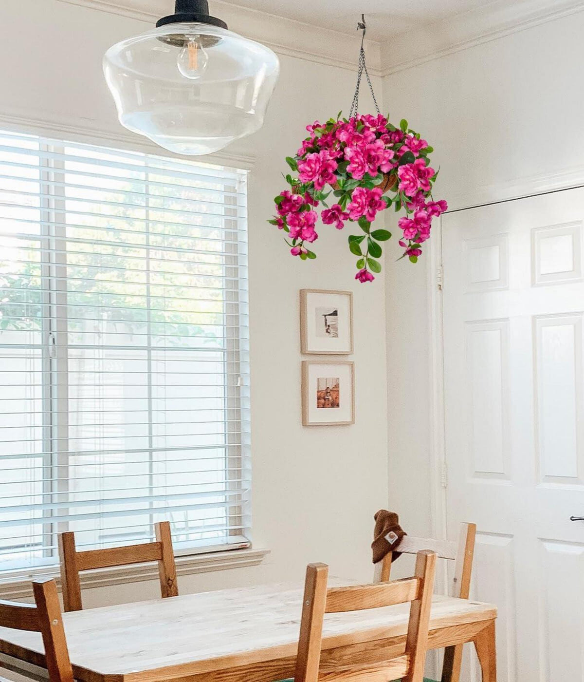 Künstliche Hängegeranie Rhododendron 70 cm mit Hängeampel rosa