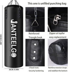Boxsack 100cm Ungefüllt PU-Leder Hängend Schwarz MMA