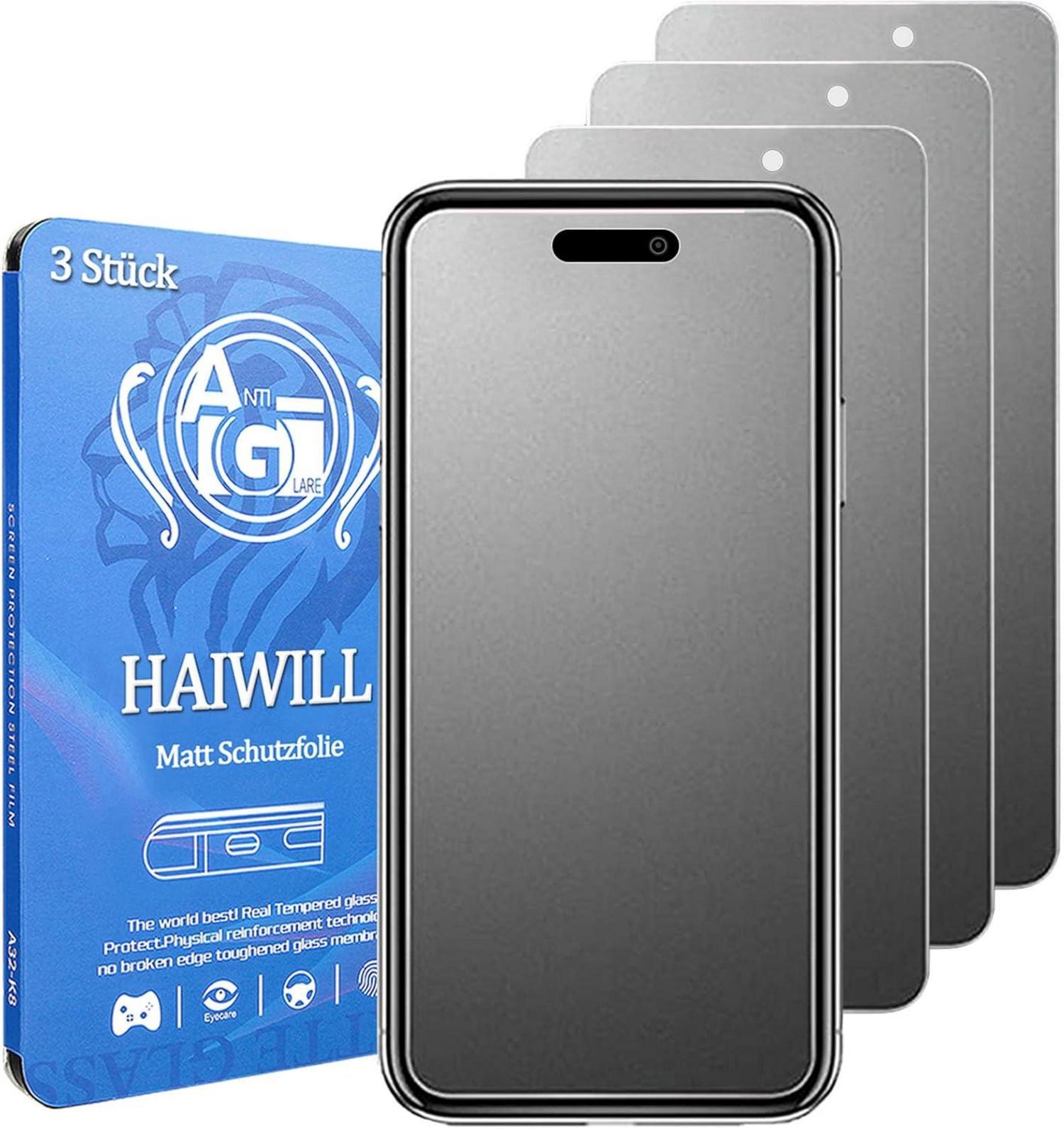 iPhone 15 Pro Matt Schutzfolie 3er Pack 9H Displayschutz Transparent