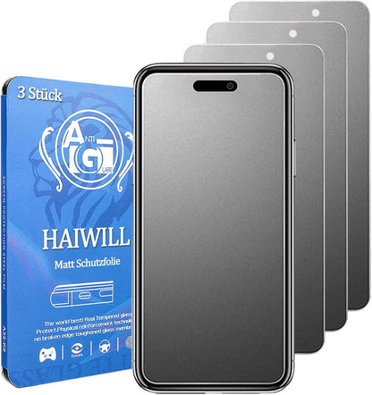 iPhone 15 Pro Matt Schutzfolie 3er Pack 9H Displayschutz Transparent