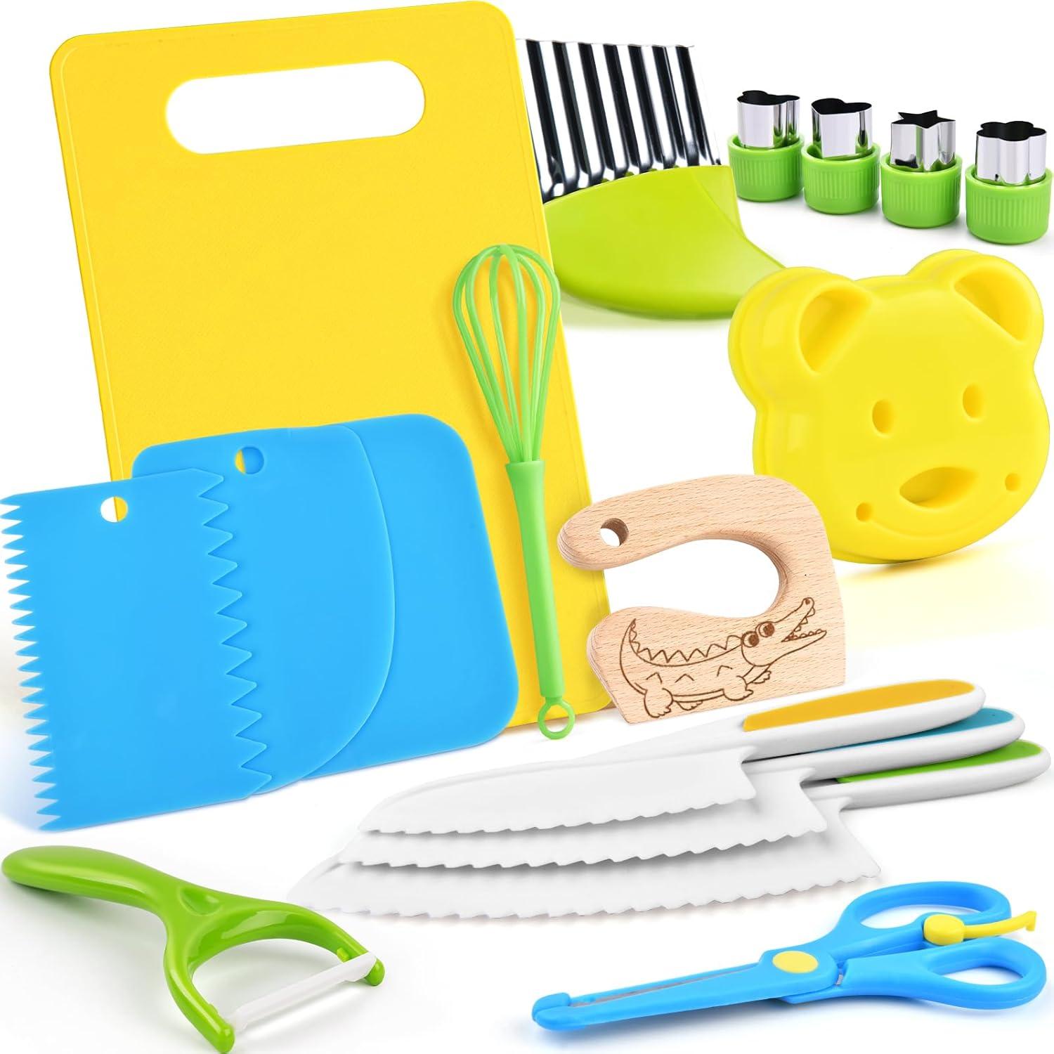 Kindermesser Set 17-teilig für sicheres Kochen mit Gemüse