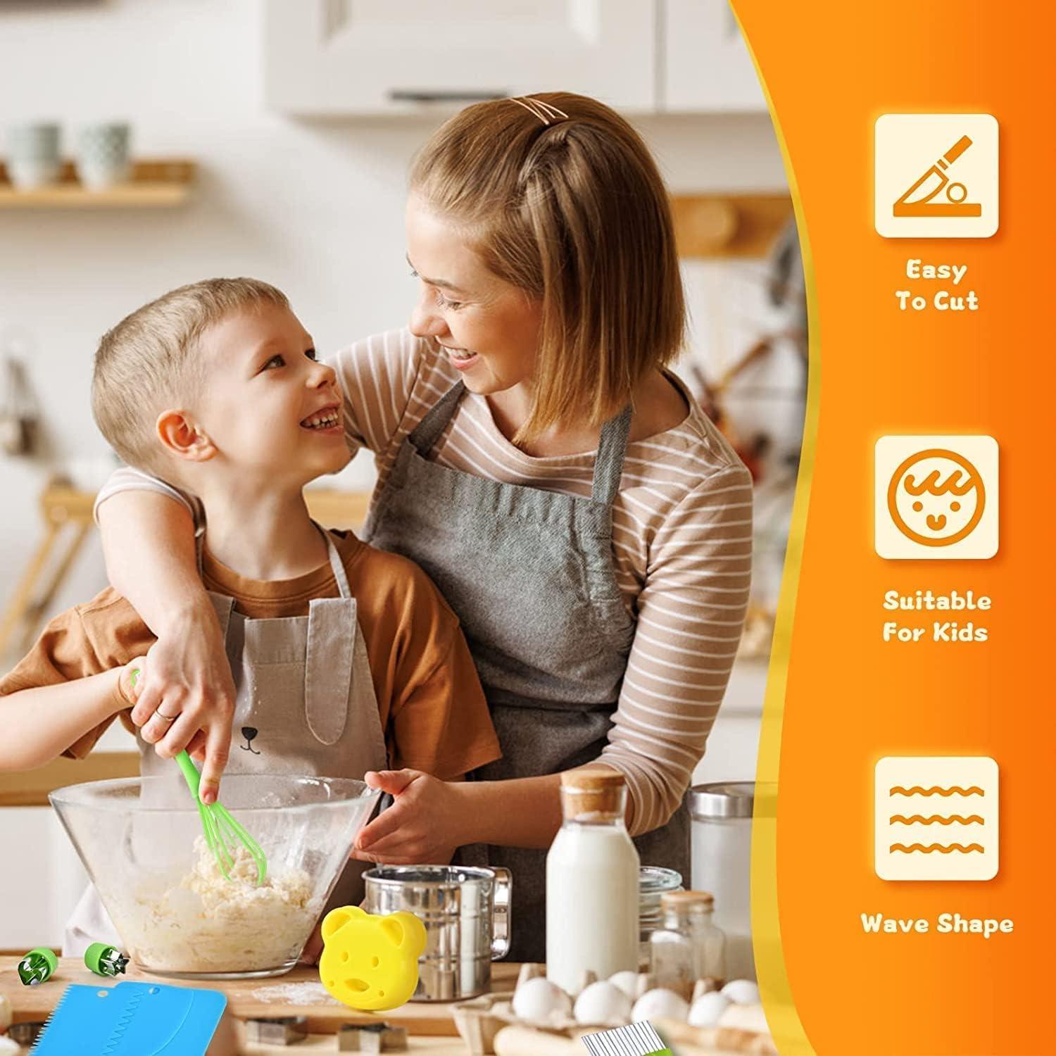 17-teiliges Kinder Sicherheitsmesser Set mit Ausstechformen, Schneidebrett