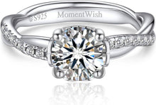 Verlobungsring Damen Moissanit Ring Silber 925, 1 Karat Feuer-cut D