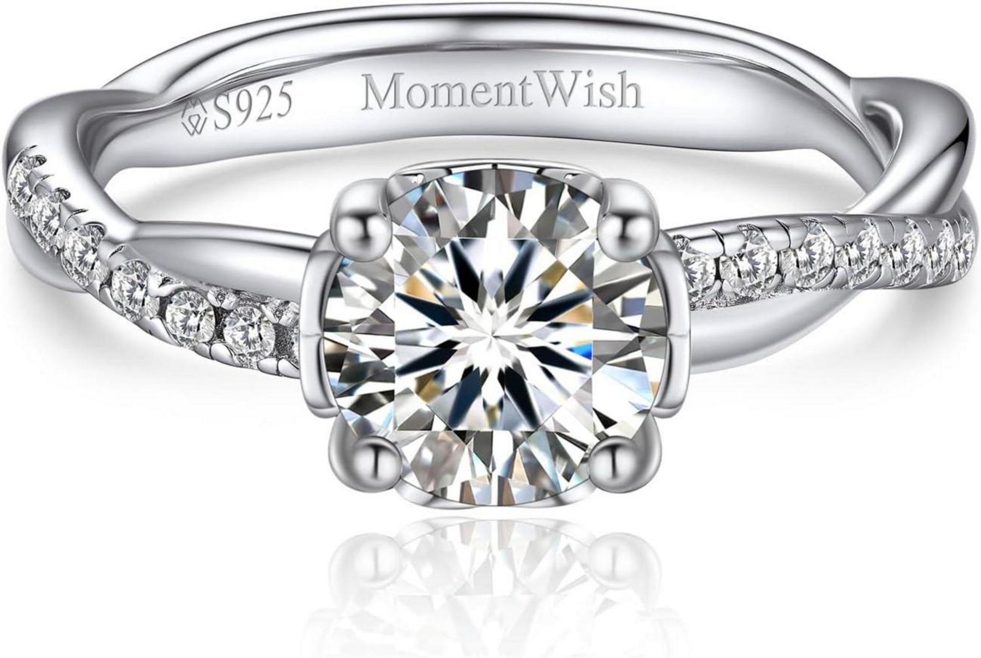 Moissanite Verlobungsring 1 Karat Silber 925 Damen Geschenk für sie