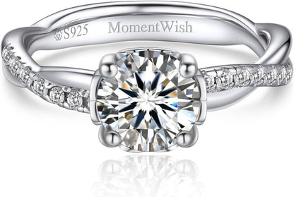 Moissanite Verlobungsring 1 Karat für Damen, Silber 925