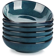 6er Set Blau Steingut Suppen & Nudelschalen 1140 Ml