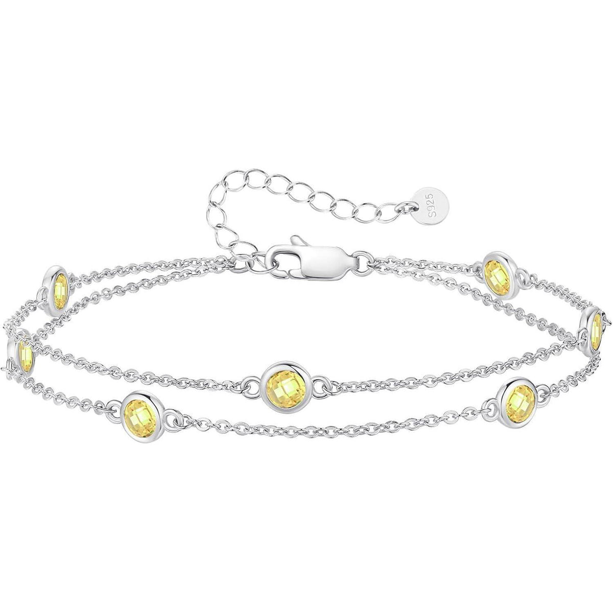 Silber Armband Damen 925 Sterling Silber Zirkonia Verstellbar