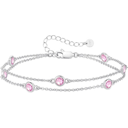 Silber Armband Damen 925 Sterling Silber Zirkonia Verstellbar