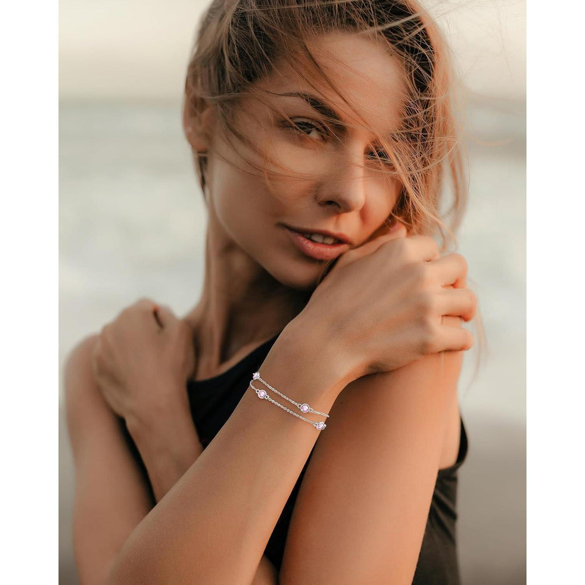 Silber Armband Damen 925 Sterling Silber Zirkonia Verstellbar