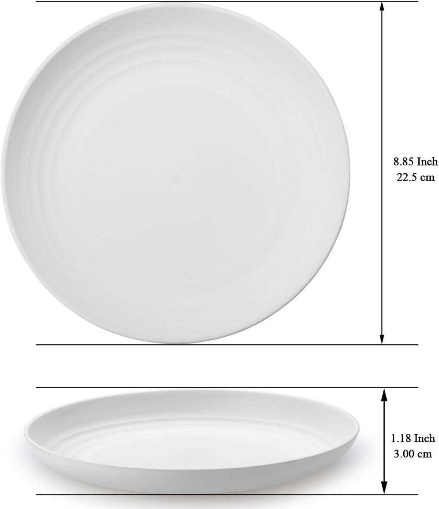 Weiß Plastik Teller Set 12-teilig 23cm, unzerbrechlich für
