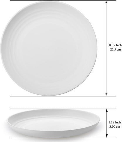 Weiß Plastik Teller Set 12-teilig 23cm, unzerbrechlich für