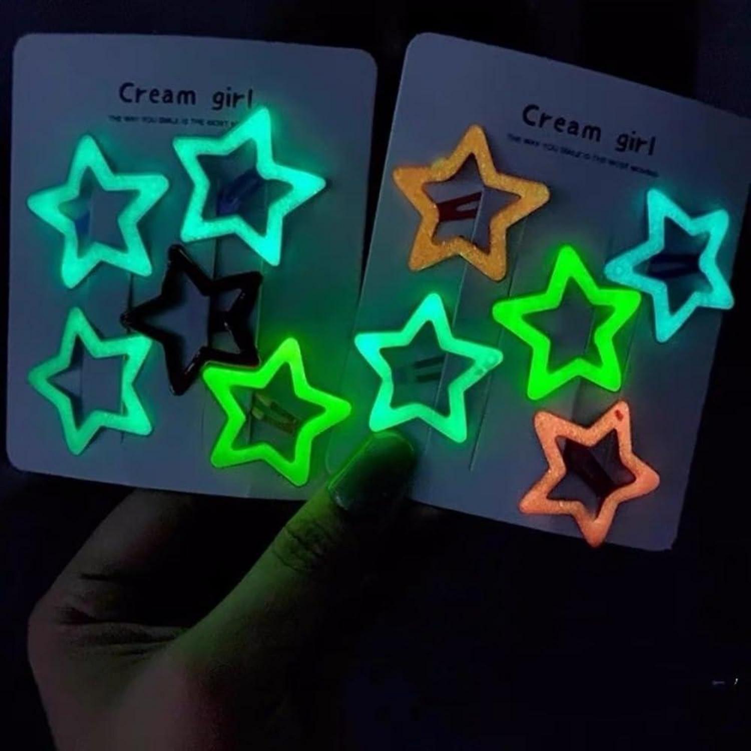 Bunte Leuchtende Stern Haarspangen Glow in the Dark, 10 Stück