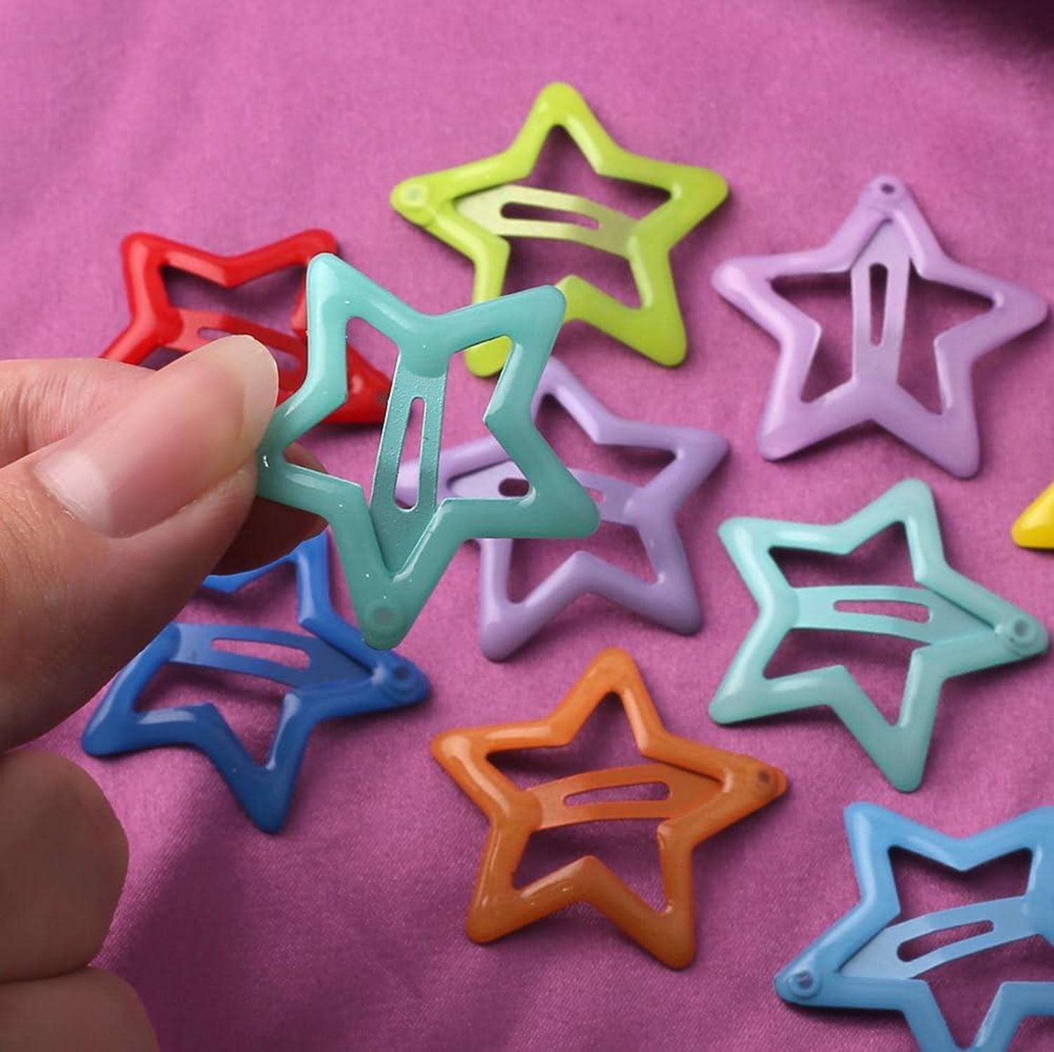 Bunte Leuchtende Stern Haarclips Damen Mädchen 10 Stück