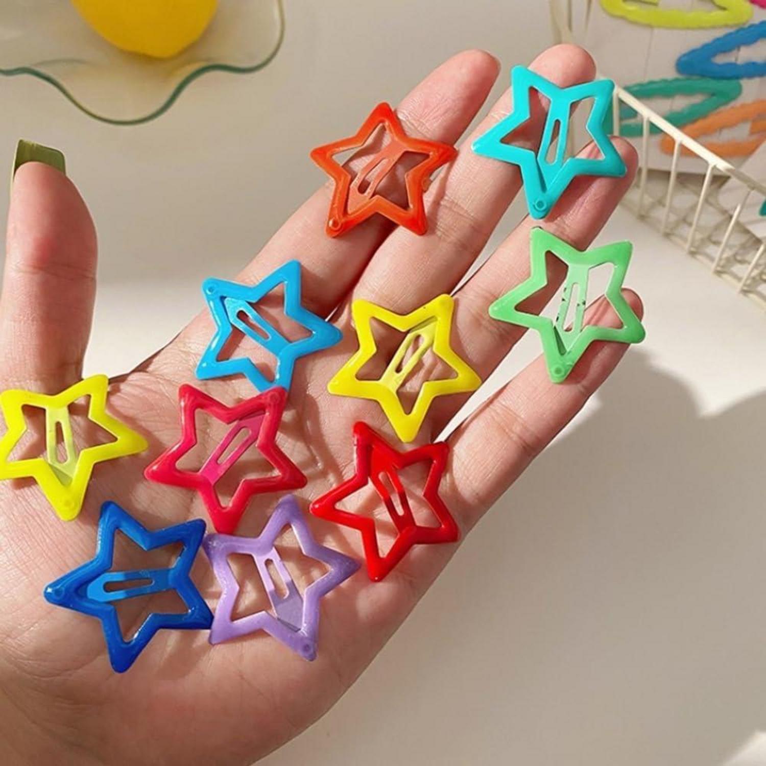 Bunte Leuchtende Stern Haarclips Damen Mädchen 10 Stück