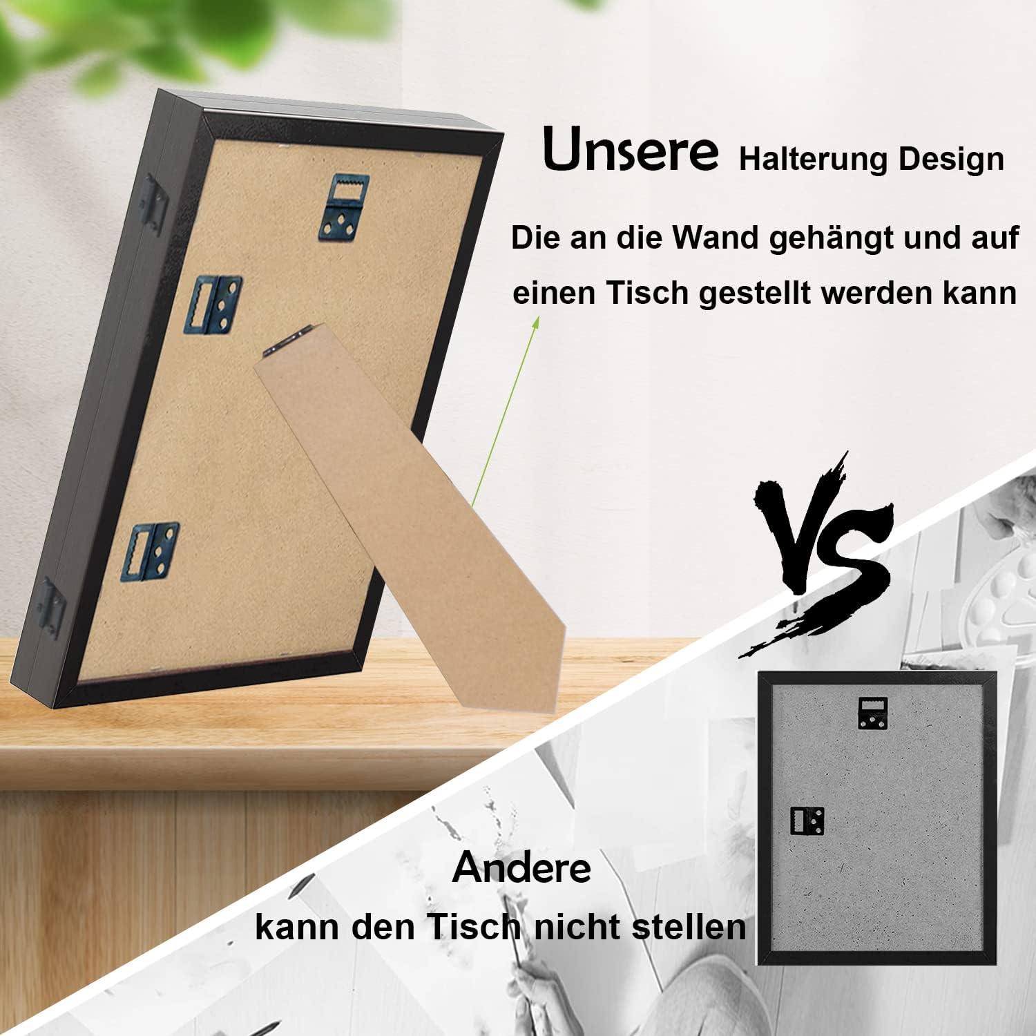 Bilderrahmen Set A4 Holz Schwarz 4 Stück Magnetverschluss