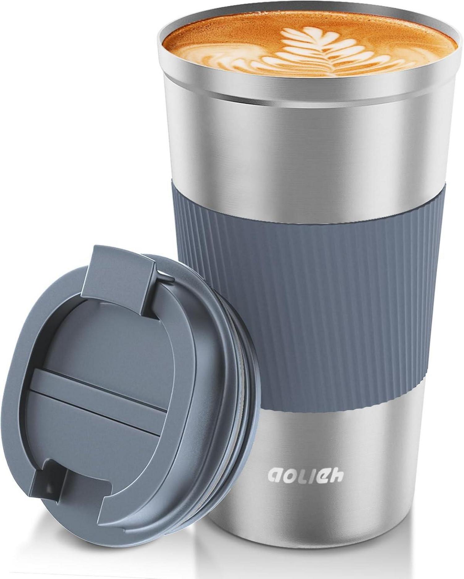 Aolieh Thermobecher Auslaufsicher Edelstahl 510ml Grey Silver