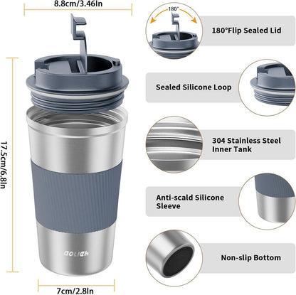 Aolieh Thermobecher Edelstahl Isolierbecher 510ML Silber