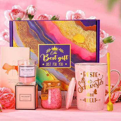 Geschenkset Schwester Geburtstag Kaffeetasse Keramik Spa