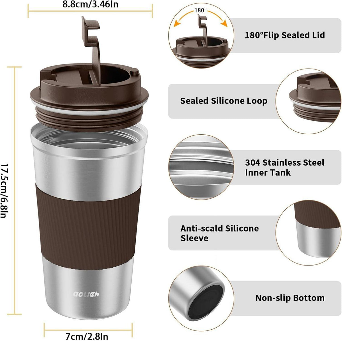 Thermobecher Edelstahl Isolierbecher Kaffeebecher Travel Mug