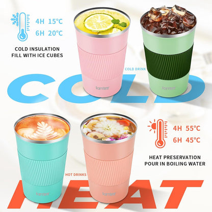 Thermobecher Kaffee-to-go 380ml, Doppelwandig, Orange-Rosa