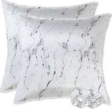 Satin Kissenbezug Weiß Marmor 80x80 Haarschutz Hautpflege