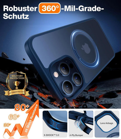 TORRAS iPhone 15 Pro Max Hülle mit Magnetring Ständer Blau