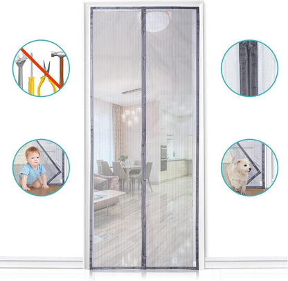 Fliegengitter Tür Magnet Insektenschutz 100x240cm Grau Einfache