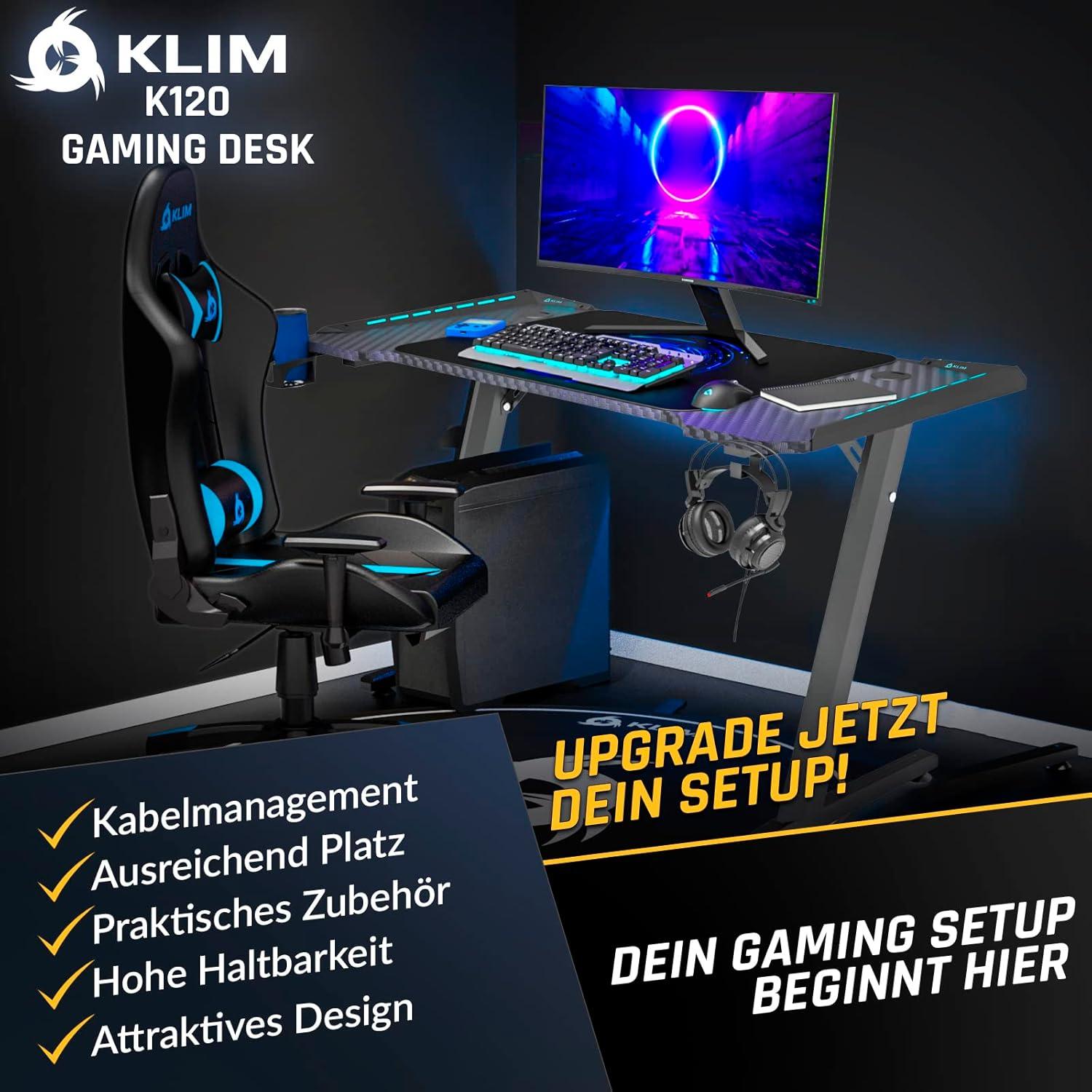 KLIM K120 Gaming Schreibtisch 120x60 cm +Mouse pad