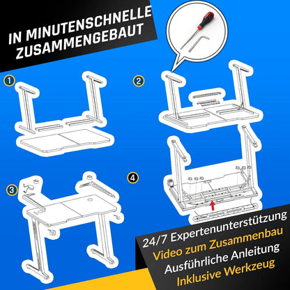Gaming Schreibtisch Kabelmanagement 120x60 cm Mousepad Aufbau