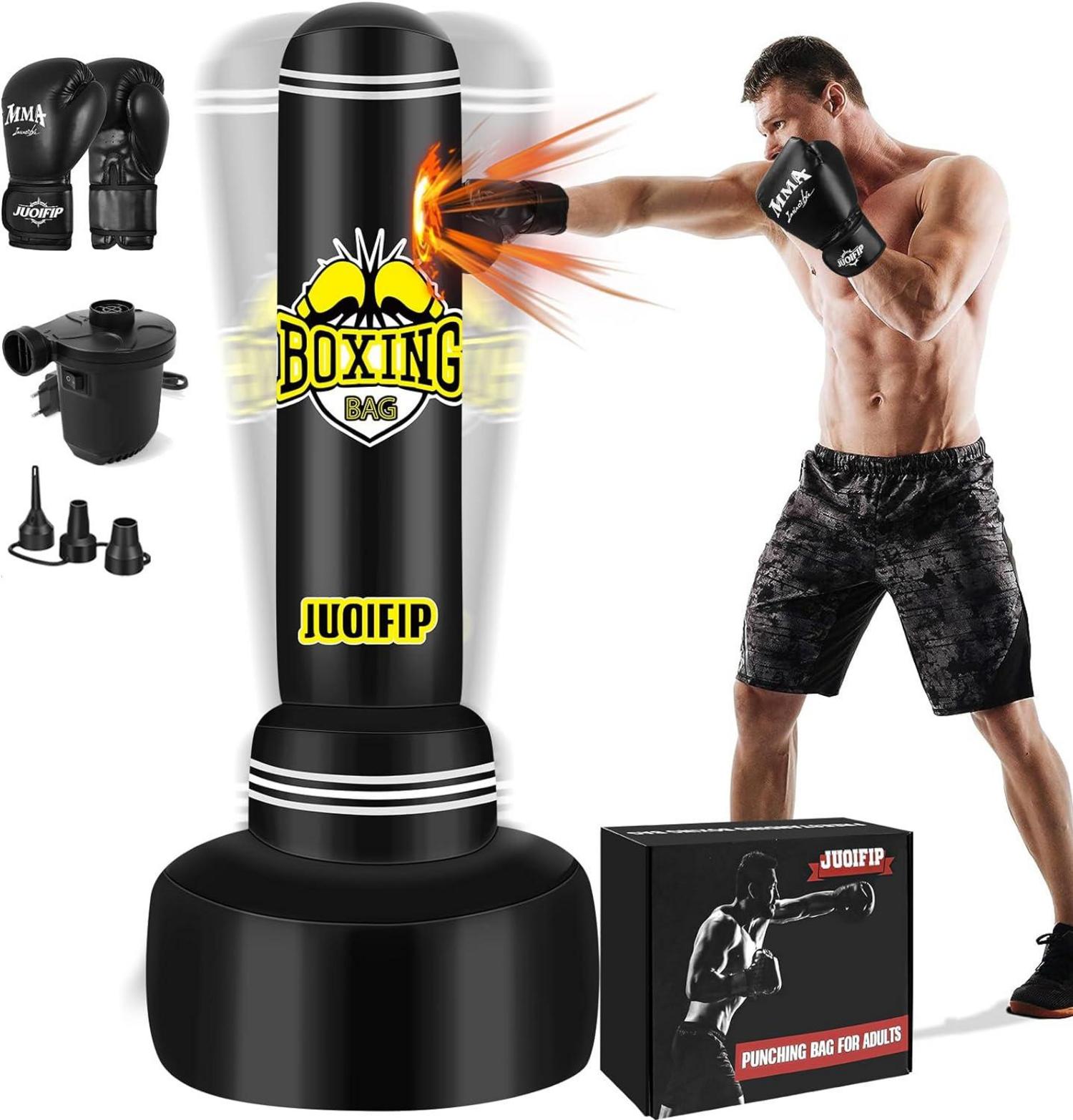 Boxsack Stehend 180cm mit Boxhandschuhen und Luftpumpe