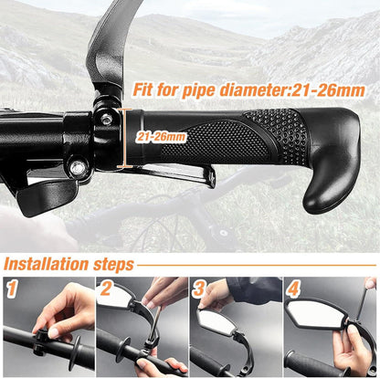 Fahrradspiegel Klappbar 360° Drehbar für Lenker 21-26mm - 2 Stück