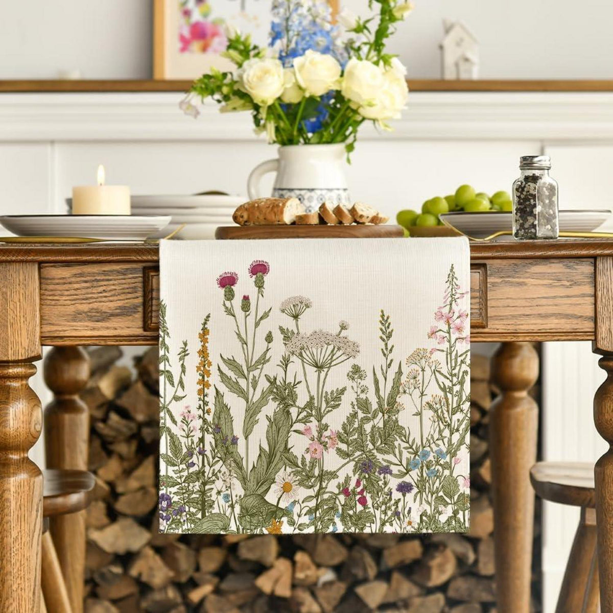 Artoid Mode Antike Kräuter Wilde Blumen Herbst Tischläufer