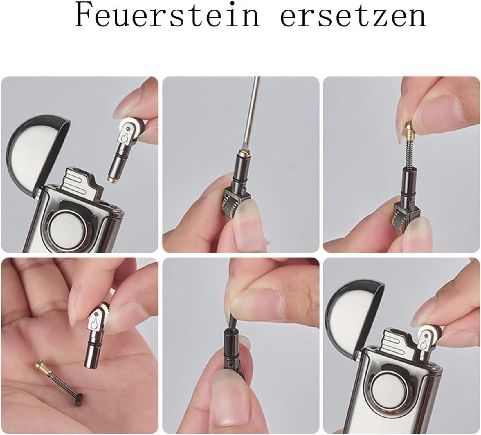 Windproof Lighter Feuerzeugbenzin Flameless Silver Gray Stainless Steel