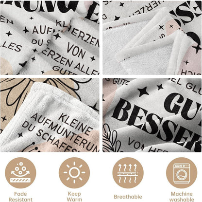 Geschenk Gute Besserung Kuscheldecke Flauschig Weiche Fleece Decke 62