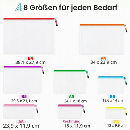 24x A3 Dokumententasche mit Reißverschluss – 12 Farben