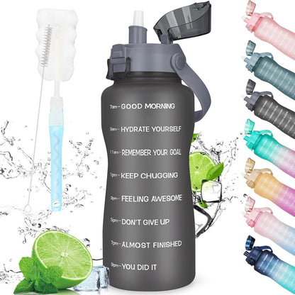 Sportliche 2l Trinkflasche mit Strohhalm und Zeitmarkierung