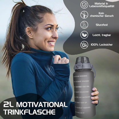 2l Trinkflasche mit Strohhalm und
