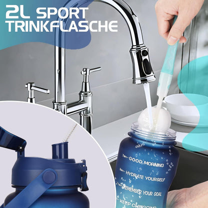 2l Trinkflasche mit Strohhalm und