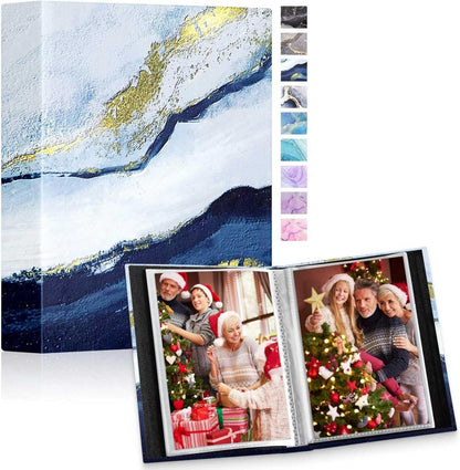 Fotobuch 10x15cm 2x50 Marine Leder Hardcover Einsteckalbum