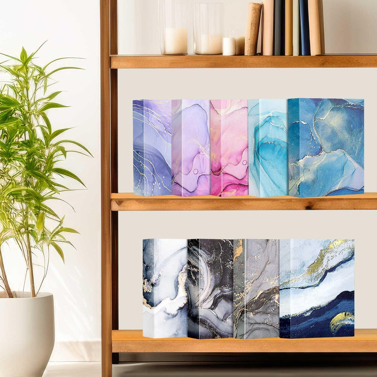Fotoalbum 10x15 cm Marine Leder Hardcover 50 Fotos 2er Packung