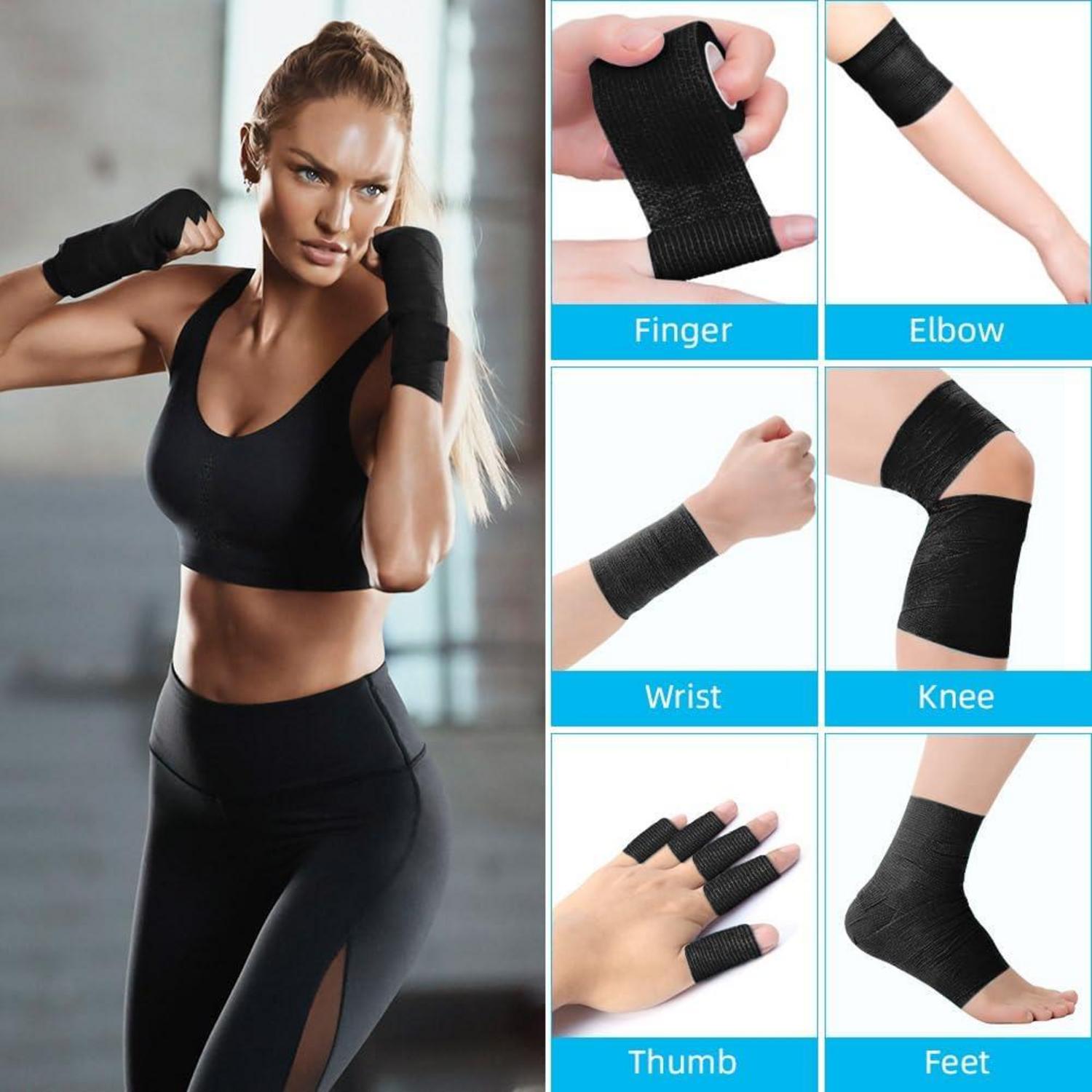 ACWOO Selbstklebender Verband 8 Rollen Cohesive Pflaster Rolle Schwarz