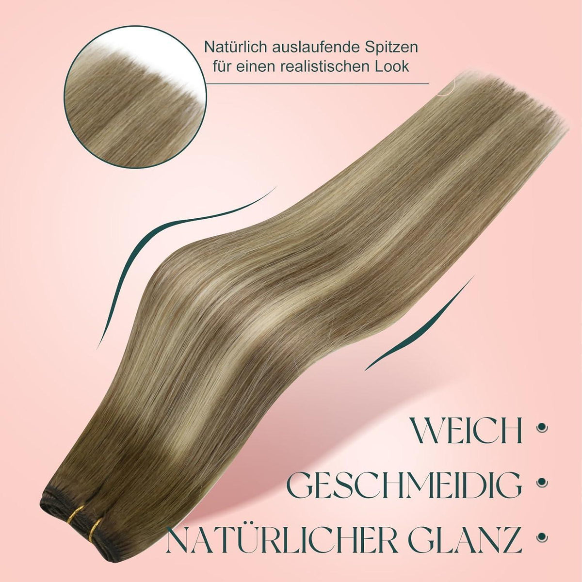 Echthaar Tressen Balayage Braun Blond Ombre 40cm