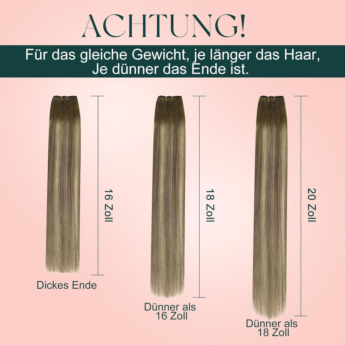 Echthaar Tressen Balayage Braun Blond Ombre 40cm