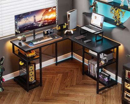 Schreibtisch Gaming Tisch Eckschreibtisch 128x120cm Schwarz
