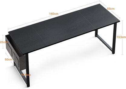 Schreibtisch 160x55 Schwarz Computertisch Holz Bürotisch mit